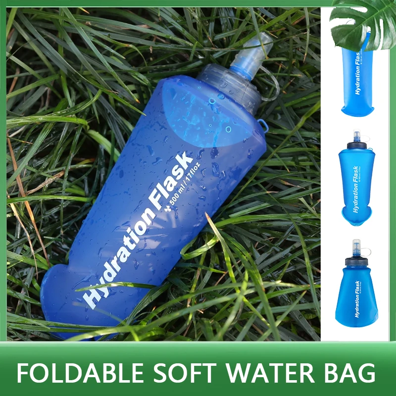 Outdoor Sports Soft Water Bottle Large Capacity Portable Foldable Soft Water Bag Refill Hydration Bag Soft Water Bottle No Smell