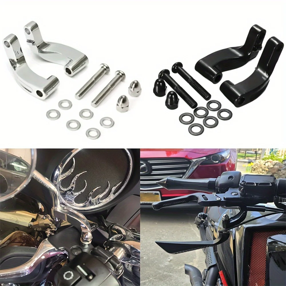 Schwarz Chrom Motorrad Spiegel Riser Umzug Verlängerung Adapter Adapter Kit Spiegel Umzug Adapter Für Harley 2006-2017