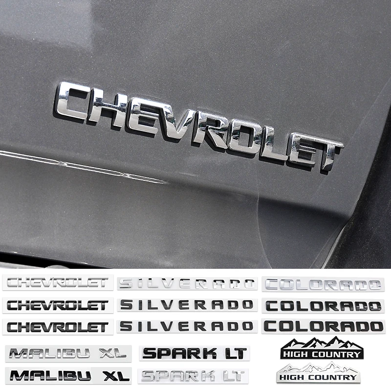 3D ABS Emblem Car Body Rear Trunk Sticker Badge For chevrolet Colorado HIGH COUNTRY malibu XL silverado spark LT Accessories