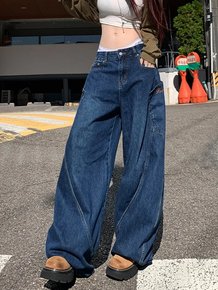 ZHISILAO Vintage Baggy Loose Jeans Women High Waist Wide Leg Straight Denim Pants Streetwear Autumn 2024