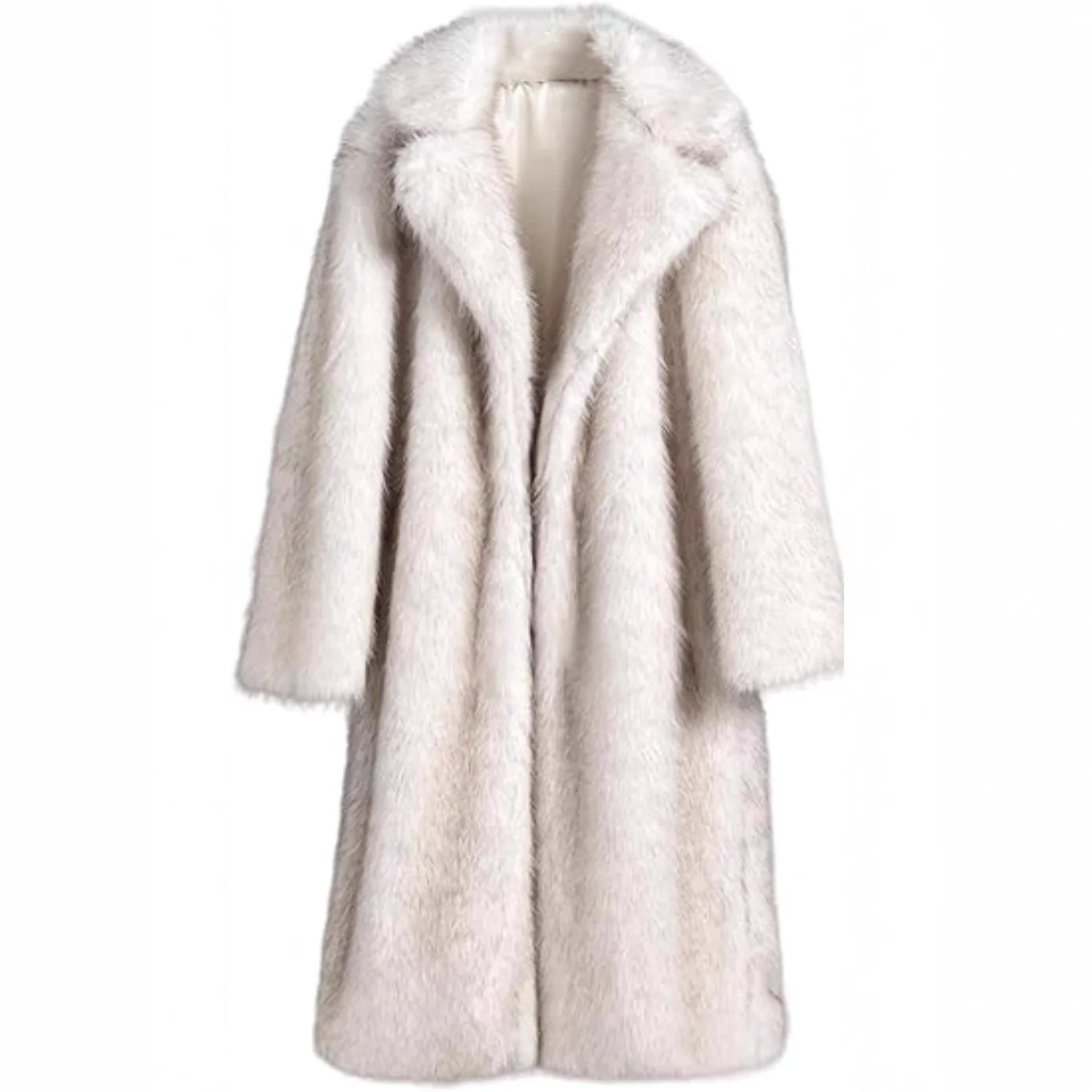 

KIDCRKJ Gradient Winter Women's Long Fur Jacket Lapel Collar Faux Fox Outwear For Lady Comfortable Thick Female's Eco Fur Coat