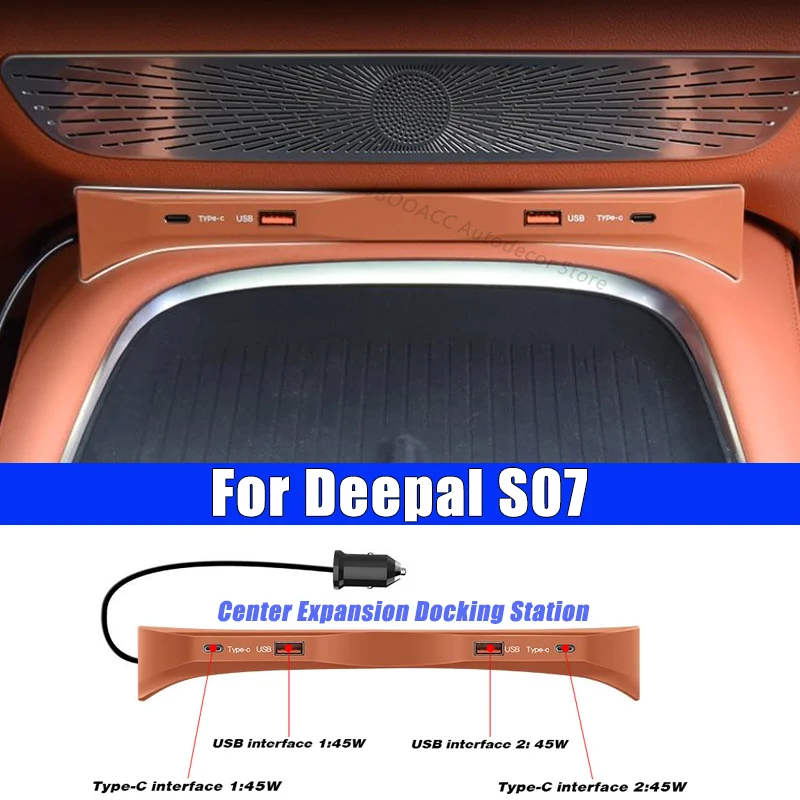 

For Changan Deepal S07 S7 Center Expansion Docking Station Modification USB Type-C Car Splitter Adapter Fast Charger Shunt Hub