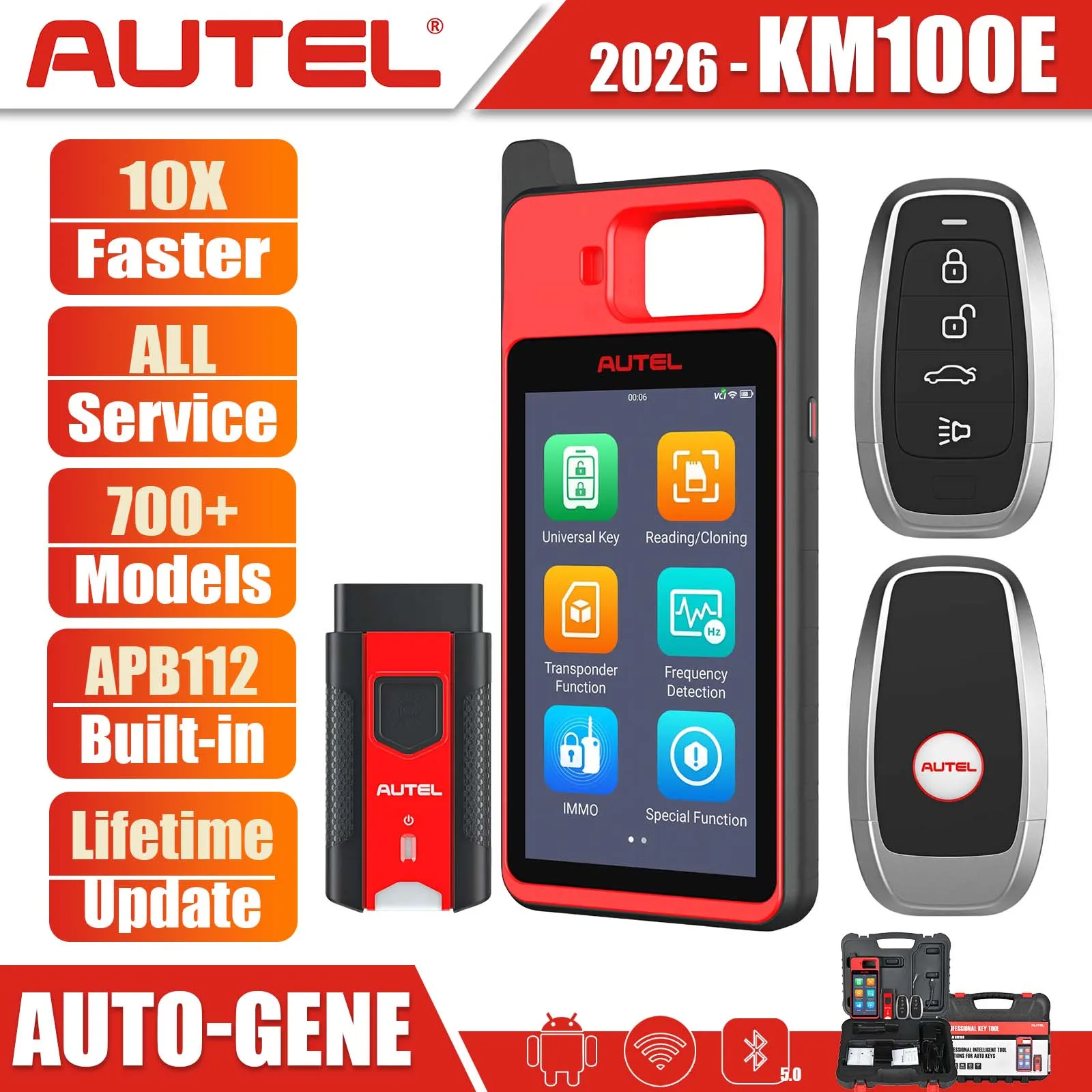 2026 Autel MaxiIM KM100E Key Fob Programmer Auto 60s Key Generation OBD IMMO Key Learning Free Lifetime Update PK IM508 Tool Kit