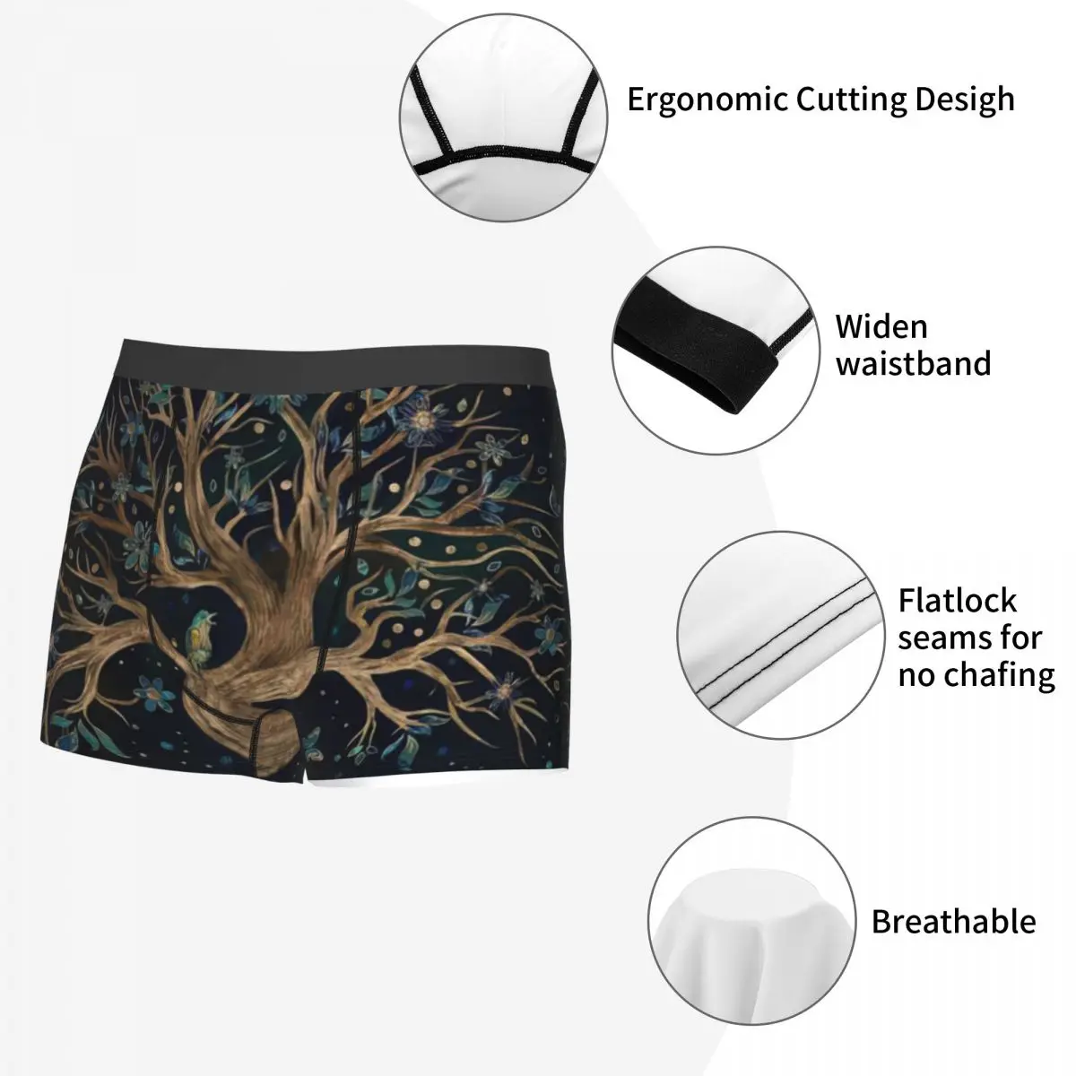 The Tree Of Life-Calzoncillos de algodón para hombre, ropa interior, pantalones cortos ventilados