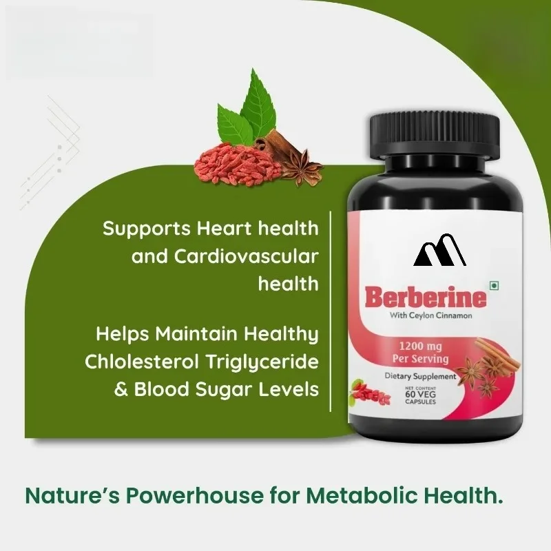 Berberine Supplement 1200mg Contains Ceylon Cinnamon, Health Support, Vegetarian and Gluten Free, 60 Capsules (30 Day Supply)