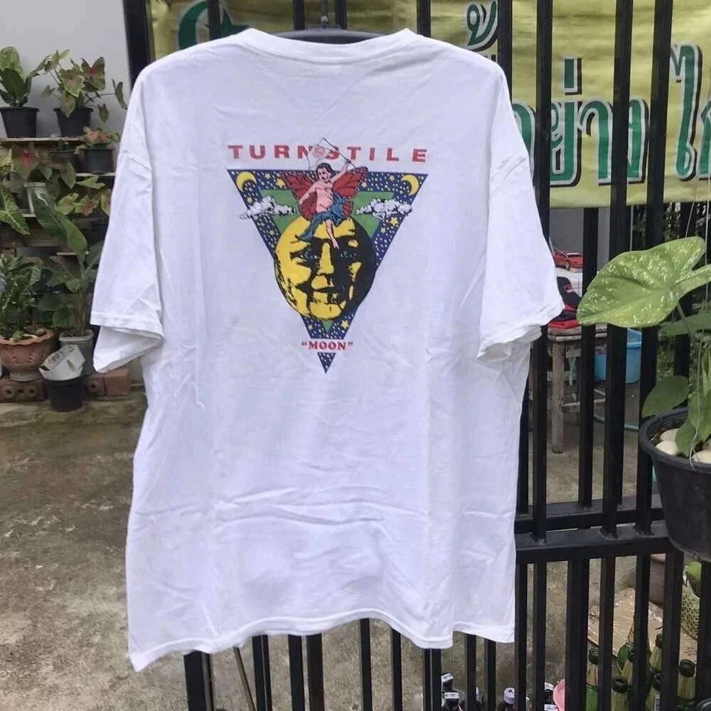

Summer Rock T Shirt × Tour Tee Turnstile Moon Hardcore Band Tee Men Women European American Y2k Cotton Alphabet Pattern