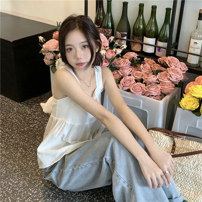 Backless Tanks Women Bow Design Hotsweet 5 Colors French Style Loose Vintage Summer New Arrivals Young Holiday Female Ulzzang