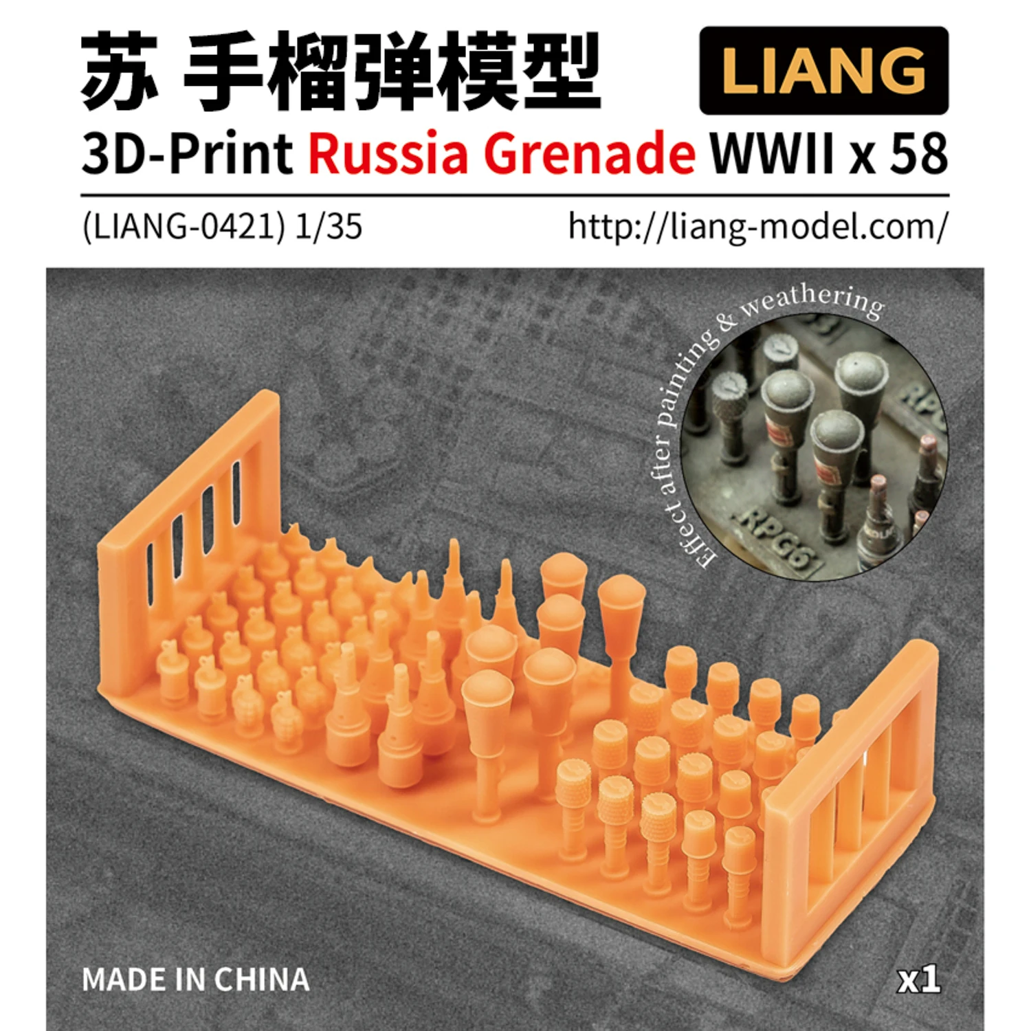 LIANG Model #0420-0422 3D-Print 1/35 Scale Model WWII Grenade for Diorama Model Accessories