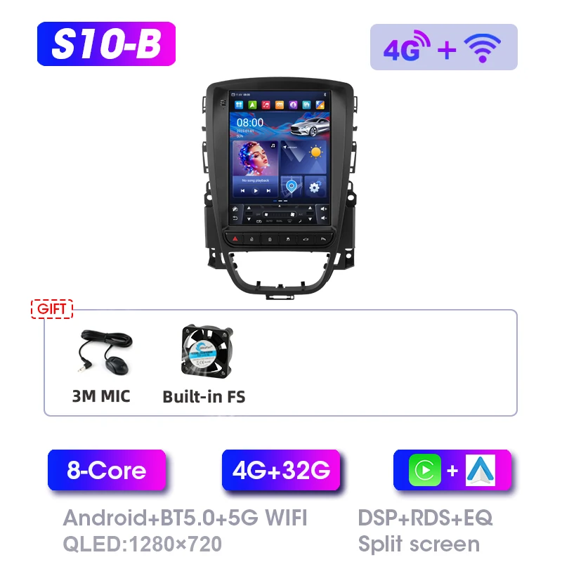 Srnubi 2 Din Android Autoradio Multimedia Video Player Voor Opel Astra J Vauxhall Buick Verano 2009-2015 4G Draadloze Carplay