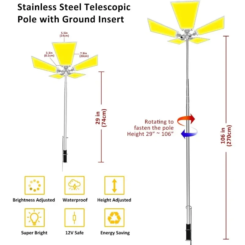 Imagem -02 - Luzes de Acampamento Telescópicas Led Luz Exterior Portátil Poste Telescópico Luz de Pesca à Noite Luz de Inundação 25000lm