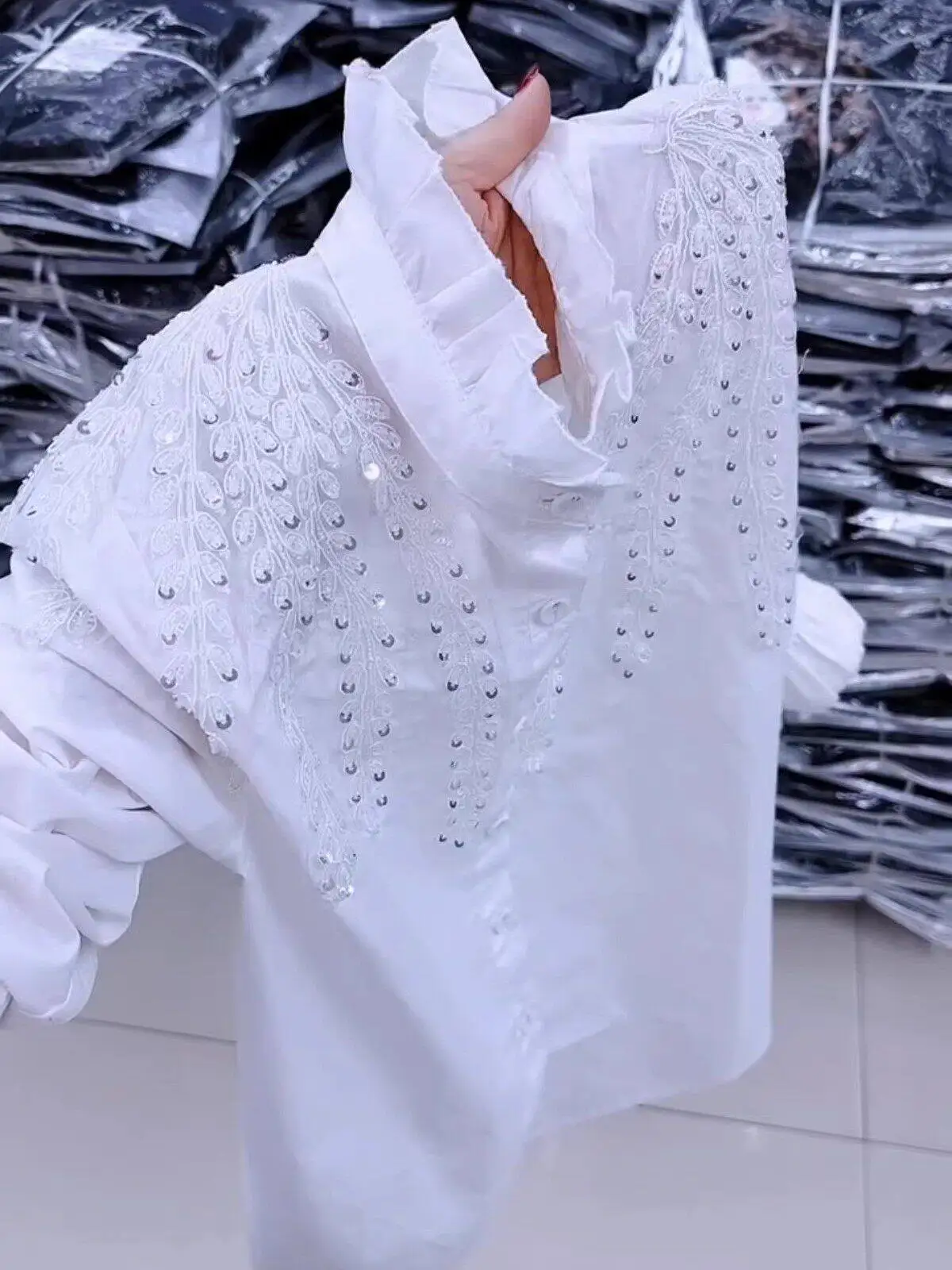 

Элегантная женская блузка с длинным рукавом, с блестками и узором под дерево, в индустриальном стиле, весенняя мода, большие размеры, топ для молодых девушек