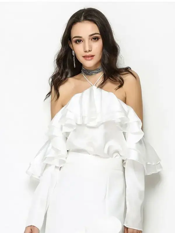 

Bella Philosophy Spring Women Sexy Satin Slash Neck Shirt Cleanfit Style Short Sleeve A-Line Sleeve Thin Poly Fabric Shirt