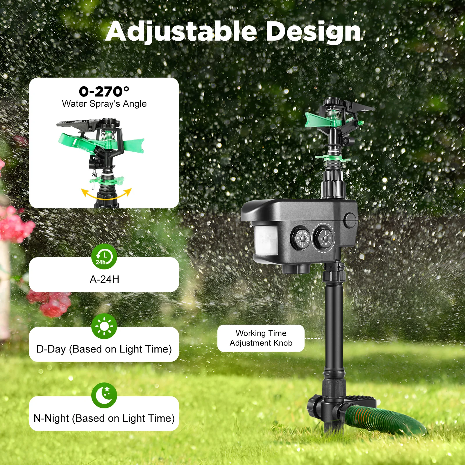 

Solar Animals Drive Sprinklers Away Sprinkler Automatic Rotating Large Area Powered Motion Activated Animal Repeller Sprinkler