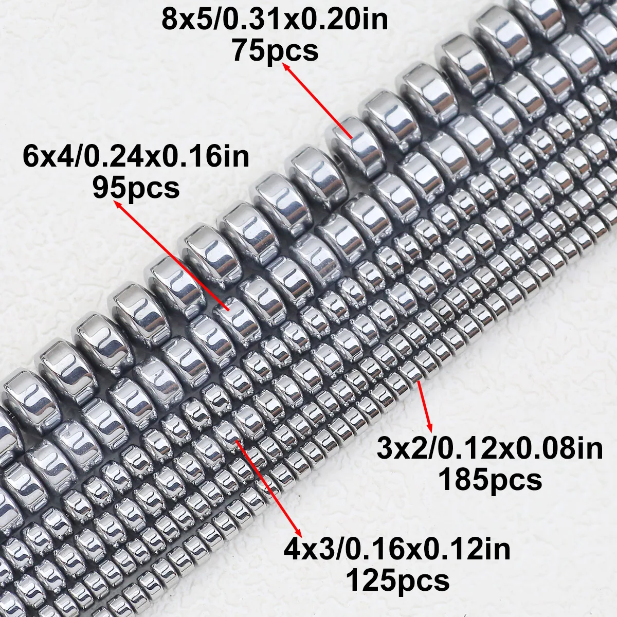 Silver Plated Flat Round Wheel-Shaped Hematite Natural Stone 3/4/6/8mm Loose Beads For DIY Jewelry Making Bracelet Necklace 15‘’