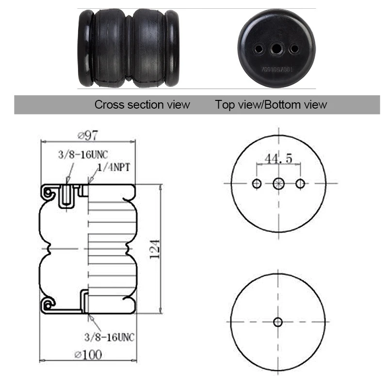 97MM 1/4 Inch Pneumatic Bag Shock Absorber Double Convoluted Air Bags Spring Suspension System Universal Pickup Trucks