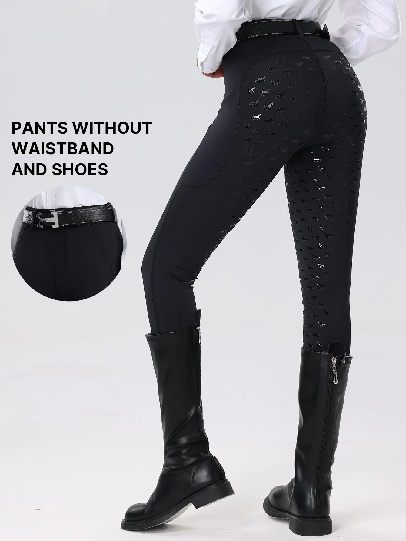 Women High Waist Equestrian Breeches Full Seat Silicone Anti-slip Wear Resistant Horse Riding Pants