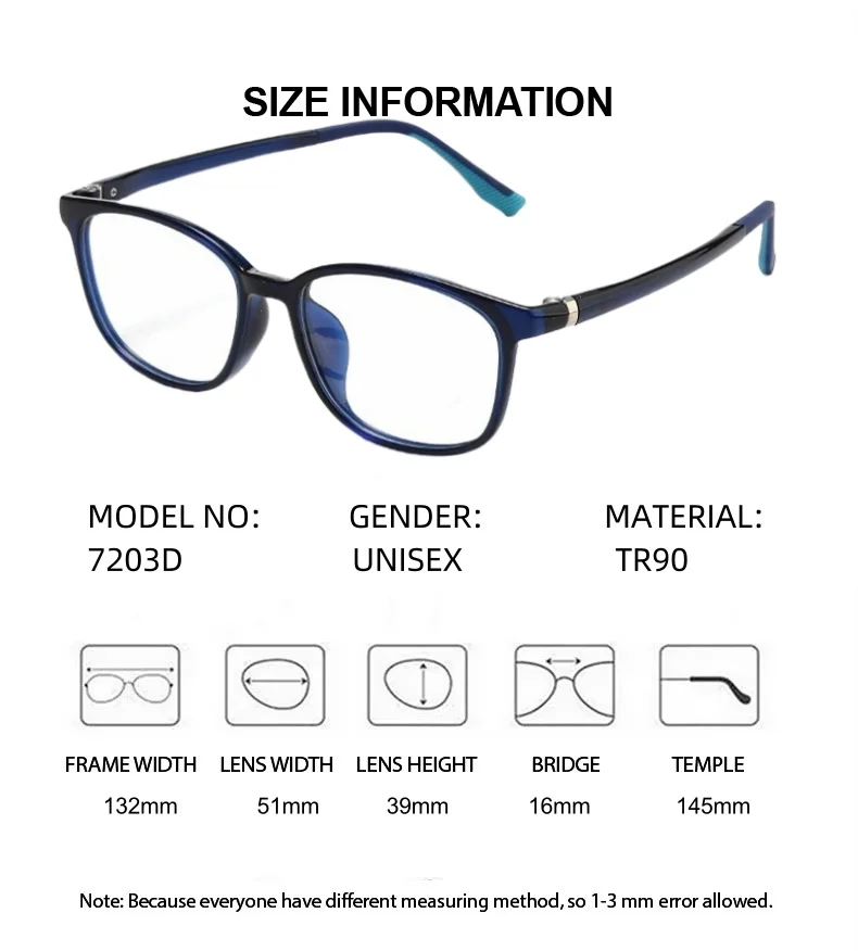 ELLECCION Prescription Glasses Anti Blue Ray  Ultra Light TR90  Fashion Women Men Graduated lenses Presbyopia  Myopia Eyewear