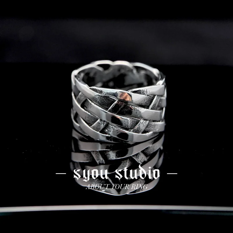 Weave Knot Viking Stainless Steel Ring Nordic For Men Gift Retro Womens Jewelry Vintage Fashion Metal Steel  Geometric Wholesale