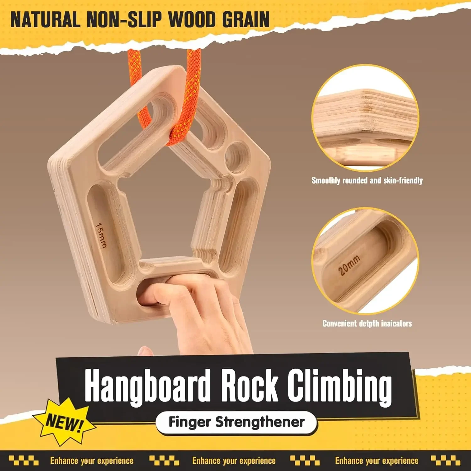Portable Fingerboard for Rock Climbing Training Hangboard with Multiple Climbing Holds for Finger Strength&Pull Up Grip Workouts