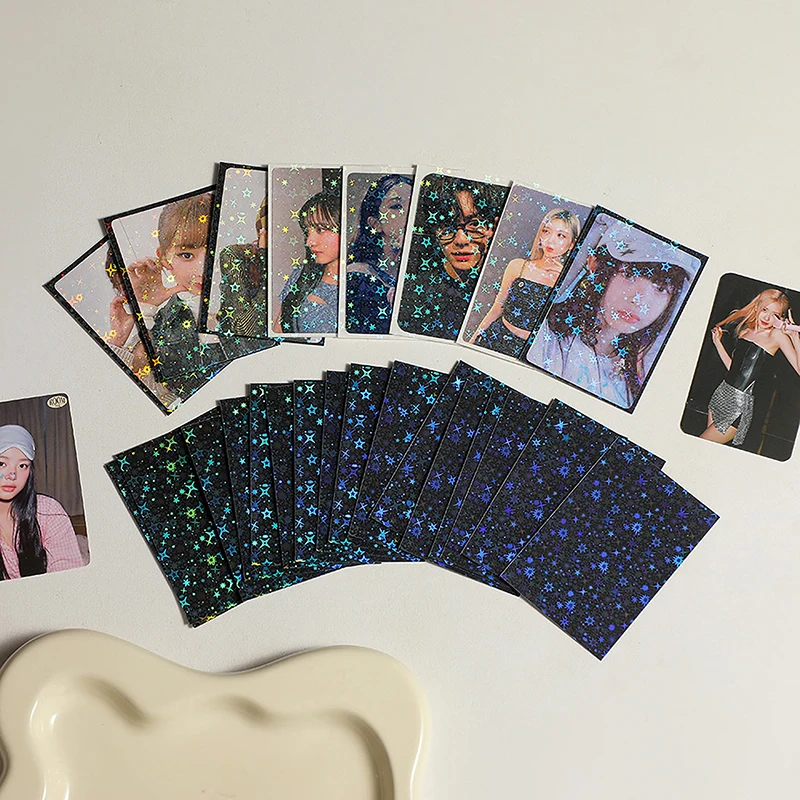 50Pcs/Pack Glittery Star Photo Cards Protective Case Storage Bag Colored Kpop Idol Card Photocard Sleeves