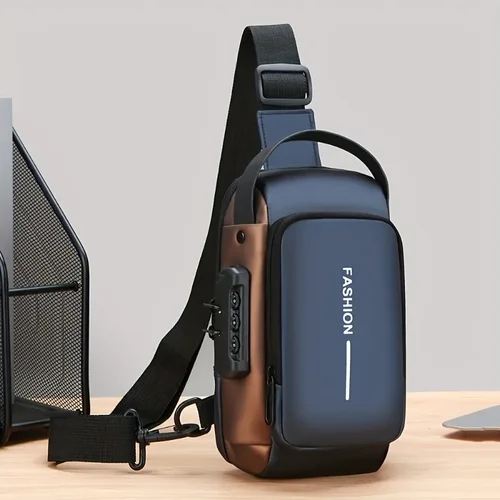 Imagen 1 del producto Bolso bandolera de tela Oxford duradero para hombre, elegante bolso cruzado para motocicleta con cierre de bolsillo para teléfono, Ideal para viajes diarios