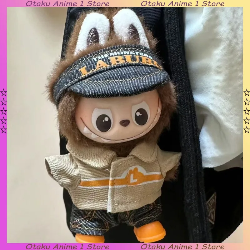 ل Labubu 4.0 الملابس لطيف أحمق مارت أمين الصندوق موحدة 3 قطعة مجموعة صغيرة أفخم دمية الملابس موضة إكسسوارات دمي هدية