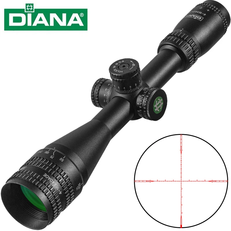 

Регулируемый оптический прицел DIANA 4-16X40, прицел с зеленым и красным светом, охотничий прицел, тактический прицел для страйкбола