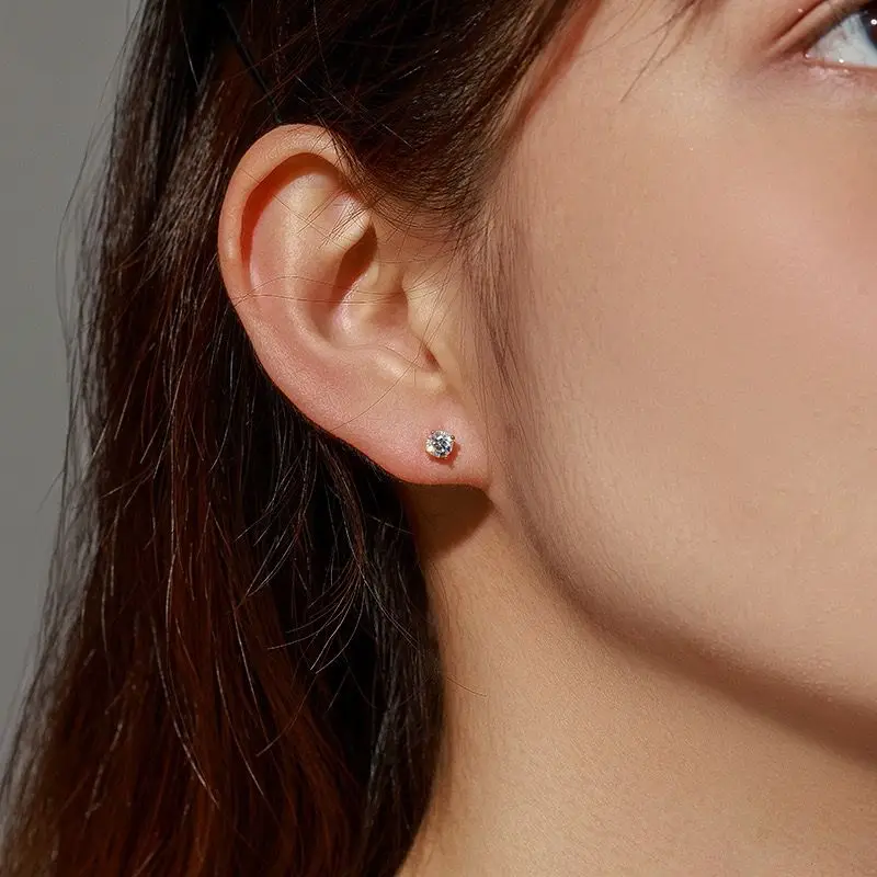 أسعار الجملة --- 3/5/7 مللي متر 4 مخالب واحدة جولة الزركون وأقراط للنساء مجوهرات الأزياء XP 24 k الذهب الخالص مطلي #5