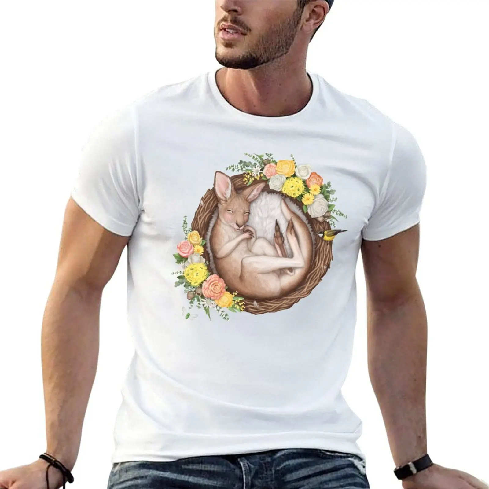 

Sleeping Baby Kangaroo T-Shirt cotton t shirts man 100% man t shirt cotton t shirts designer T-Shirt