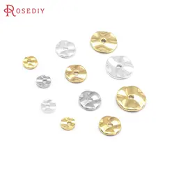 30PCS 4MM 6MM 8MM 10MM 12MM Height 1MM 18K Gold Color Brass Round Wave Spacer Beads Jewelry Making Supplies Findings Accessories