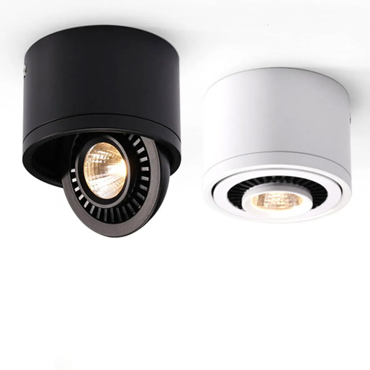 

Dimmable Surface Mounted LED Ceiling Light 7W12W 15W 18W Black White Ceil Downlight COB Lamp Rotatable Background Spot For Home