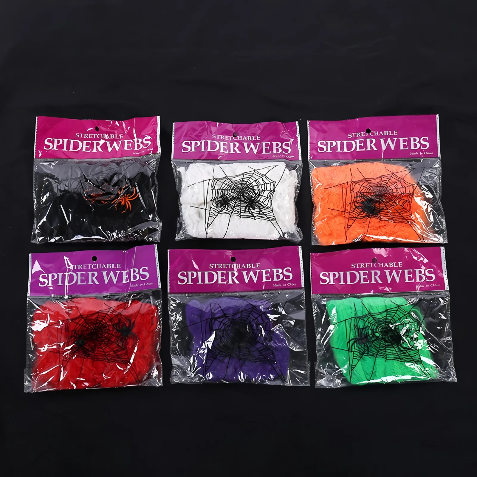 

50packs/lot Spider Webs Halloween Decorations with 2 Fake Spiders Super Stretch Cobwebs Indoor and Outdoor Party Supplies