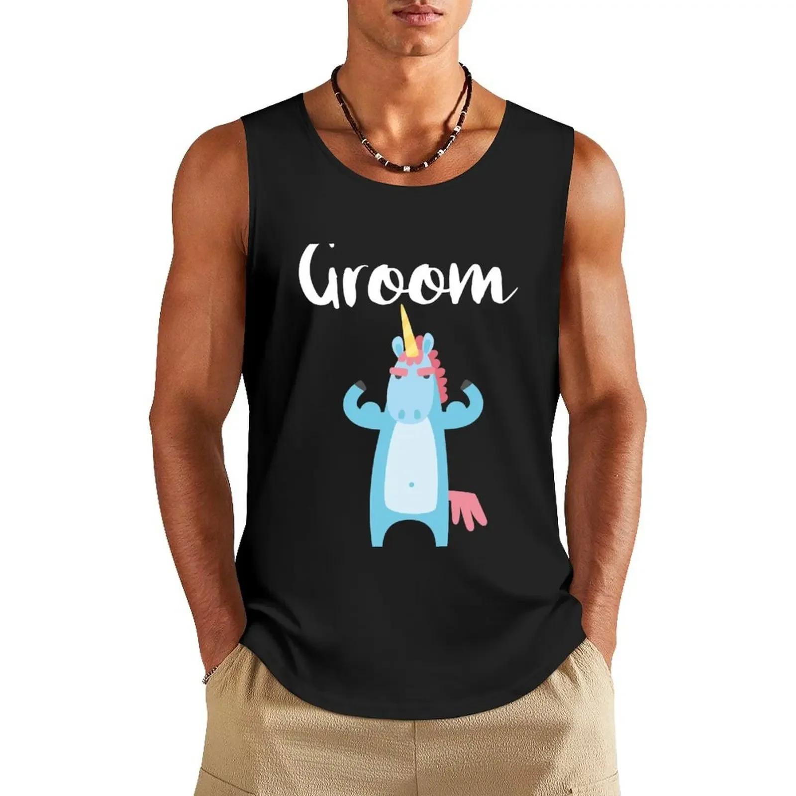 Groom Unicorn Funny Outfit Bachelor Party Wedding Matching Groom Gift For Him Tank Top anime t-shirts Man gym clothes