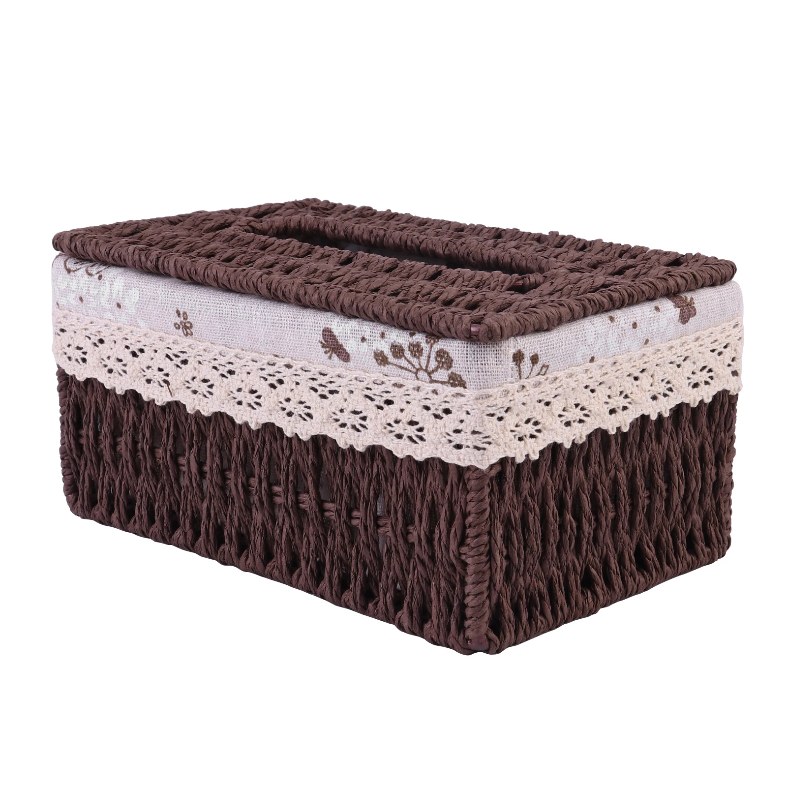 

Straw Woven Tissue Box Rattan Fabric Napkin Storage Container Home Office Bedroom Living Room Tissue Paper Holder