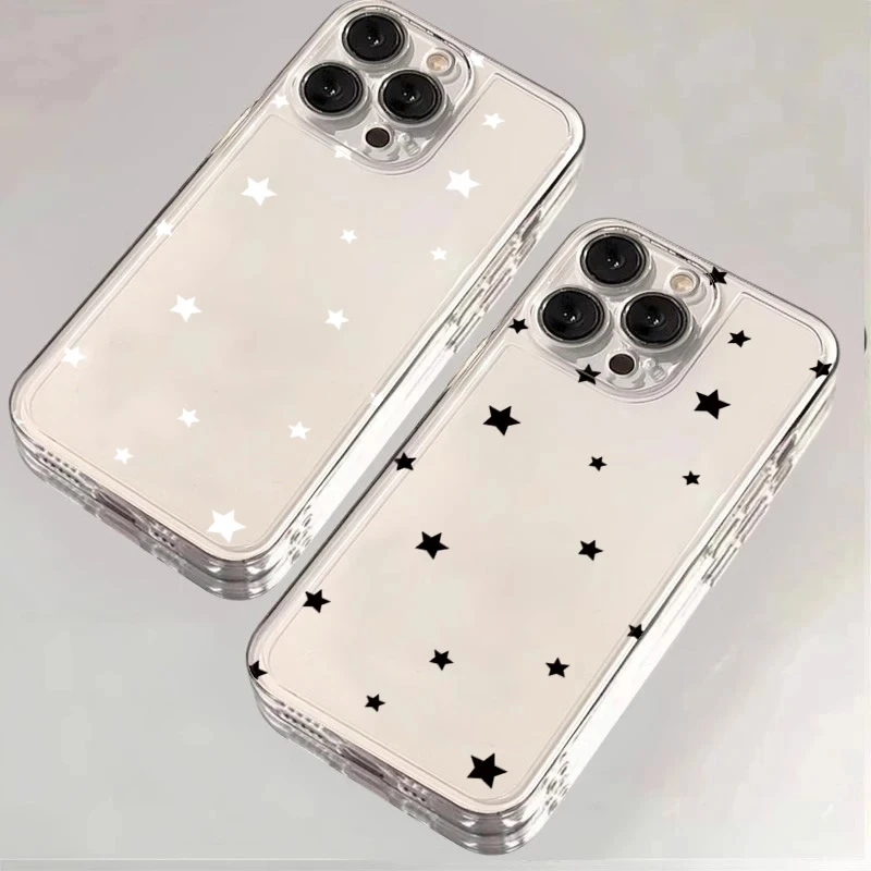 

Y2K Simple Starry Sky Star Print Case for iPhone 17 Air 16 15 14 Plus 13 12 Mini 11 Pro Max Shockproof Liquid Silicone Cover