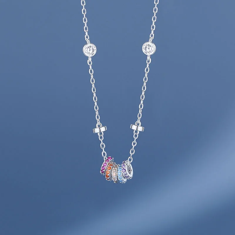 S925 Sterling Silber Halsketten Für Frauen Einfache Kette Mode Minimalistischen Anhänger Halsketten Regenbogen Form Geburtstag Geschenk