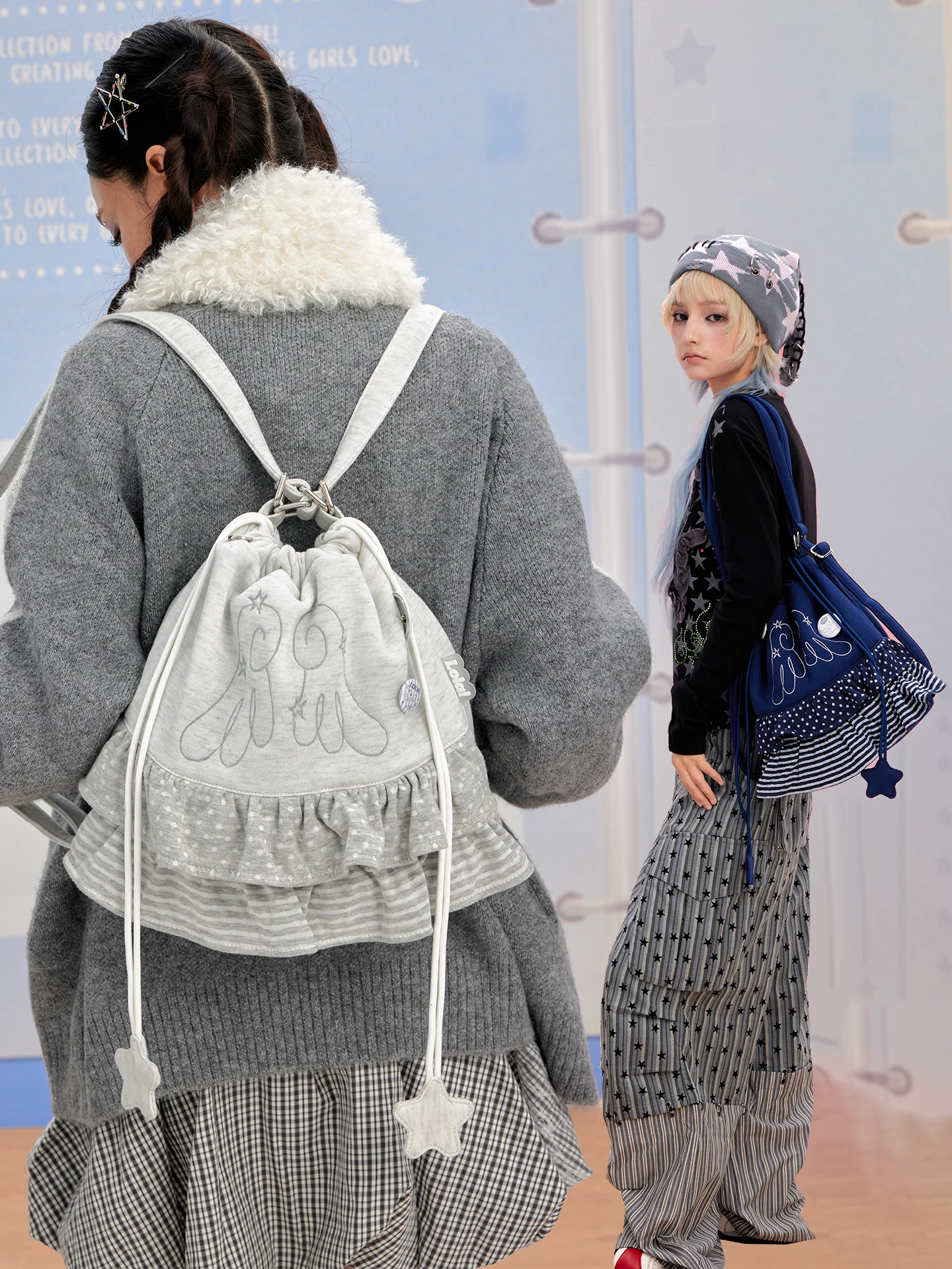 design-ballet-sle-women's-bapa-polka-dot-skirt-hem-cuff-dstring-soft-casual-bag-for-daily-use-and-school