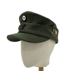 Green Wool German Field Cap Hat Metal Sniper Edelweiss Cap Patrol Hat