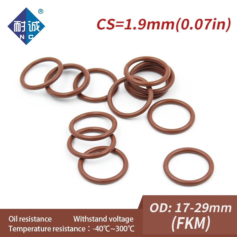 3PCS/Lot Fluorine Rubber Ring Brown FKM O Ring CS1.9mm OD17/18/19/20/21/22/23/24/25/26/27/28/29*1.9mm O-Ring Seal Gasket Oil