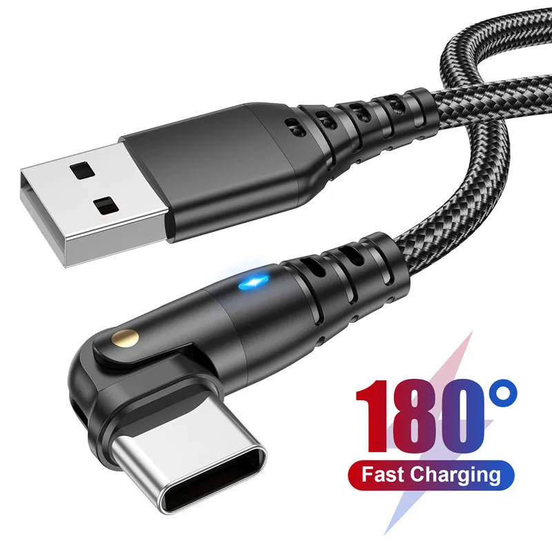 180 Rotate USB Type C Cable Fast Charging Cable For Huawei Samsung Phone Date Cord 3A USB Micro Cable For Xiaomi POCO Oneplus