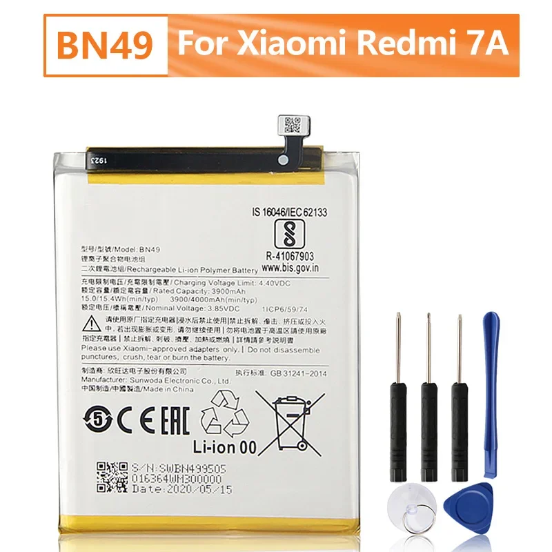 Replacement Phone Battery BN49 For Xiaomi Redmi 7A Redmi7A 4000mAh With Free Tools