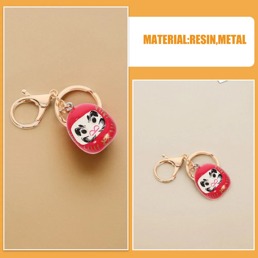 2pcs Daruma Keychain Japanese Lucky Charm Red Fortune Mascot Pendant for Car Purse Bag Hanging Ornament