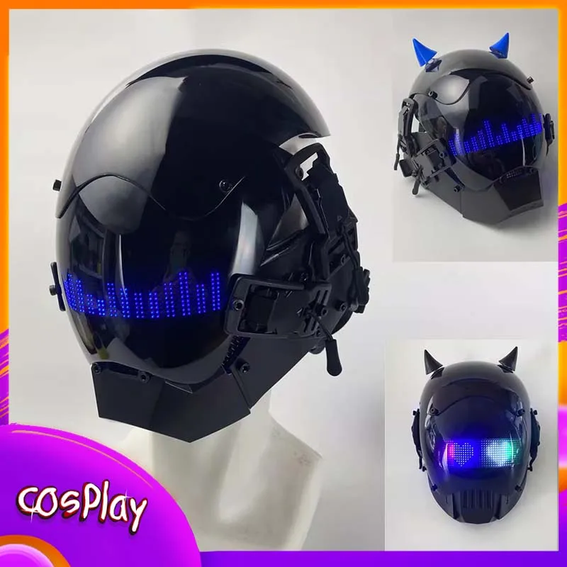 

Cyber Punk Mask With Screen Cosplay Costumes COS Mech Soldier Mask With App Control Helmet Halloween Party Coser Props Men Gift