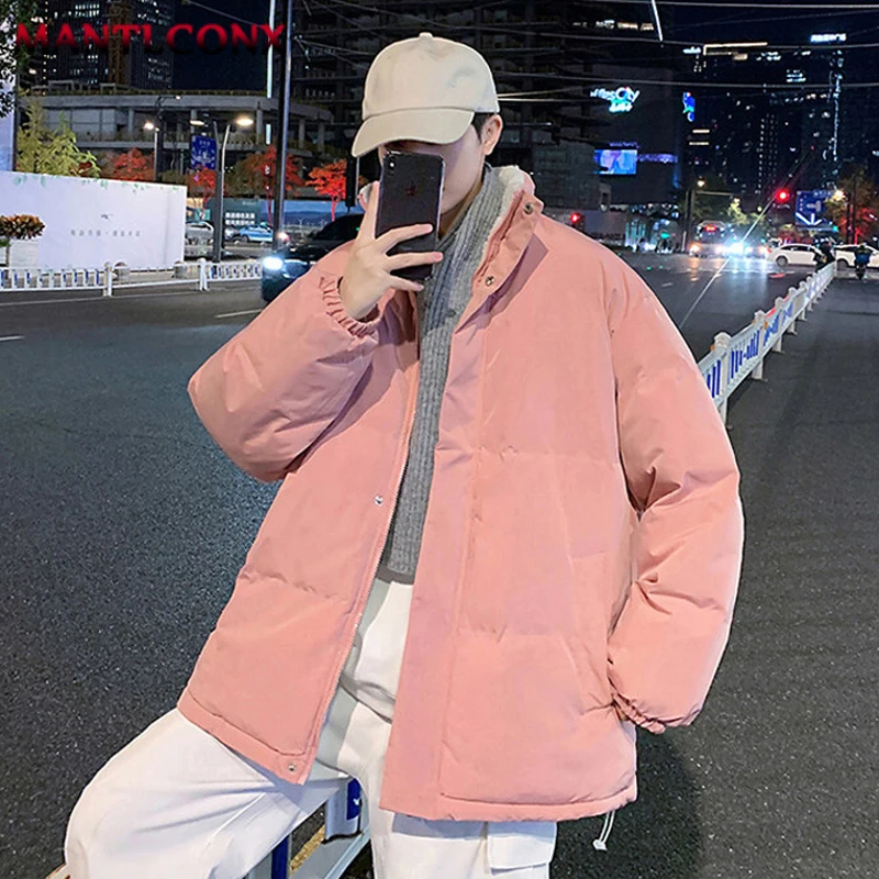 Youthful Fashion Oversize Parka Coats Men\'s Winter Jacket Thick Warm Fleece Lining Puffer Jacket Insulated Windbreak Bubble Coat