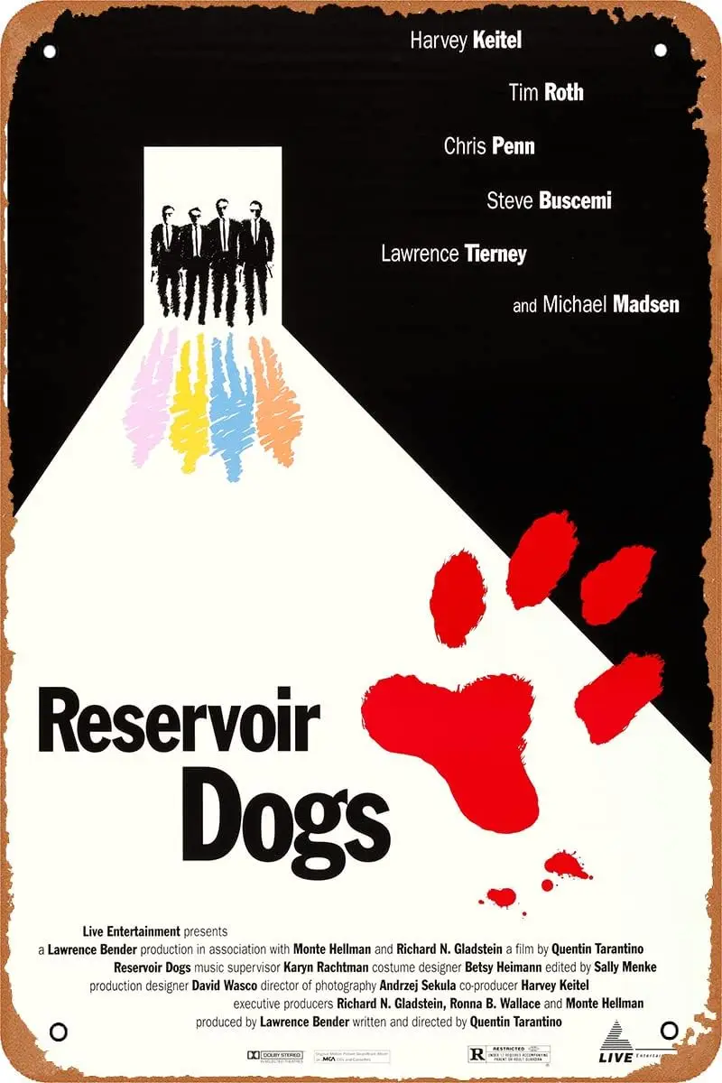 Reservoir Dogs Movie Poster Vintage Retro Tin Sign Home Bar Bedroom Wall Decoration Signs 12x8inch