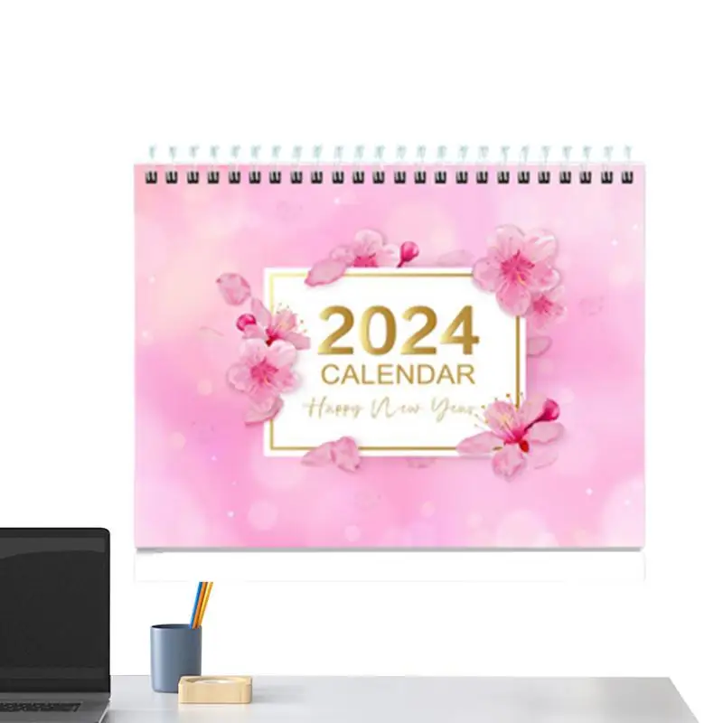 

Cute Calendar For Desk Spiral 2024 Stand Up Desk Floral Calendar 12 Month Calendar For Classroom Work Decorative For Planning To