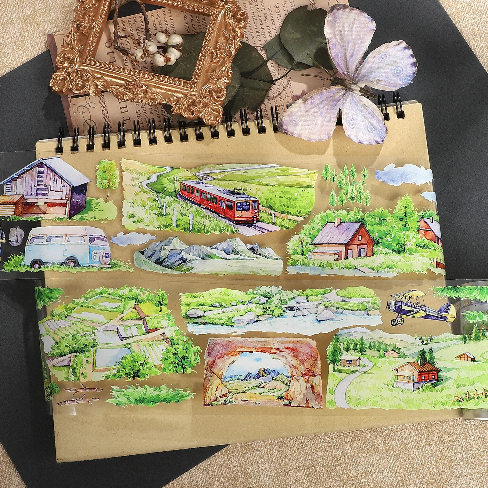70mm-6m-vintage-farm-tree-grassland-landscape-landscape-pet-tape-creative-diy-journal-material-collage-scrapbooking-stationery