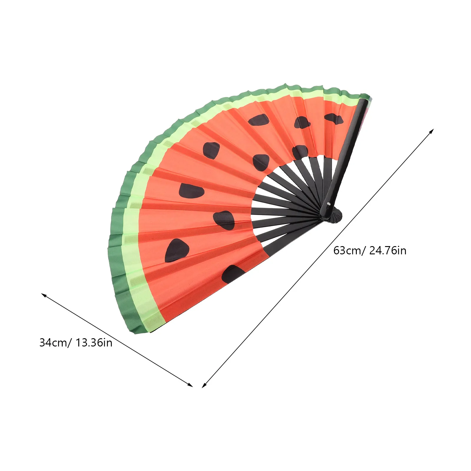 Glowing Japanese Watermelon Folding Hand Fan Bamboo Uv Reactive Fan for Stage Performance Wedding