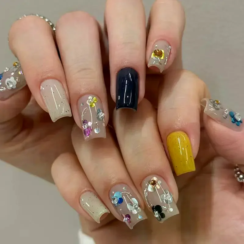 12 Grids Mixed Mini Circular Nail Glitter Flower DIY Wave Point Sequin Colorful Sparkling Nail Charms Nail Decoration Accessorie