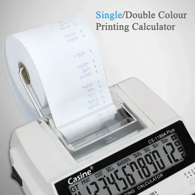 2 Color Print Calculator Very Long Endurance LCD Large Screen Display 12-bit Metal Panel Printed Calculator Retail Business Work